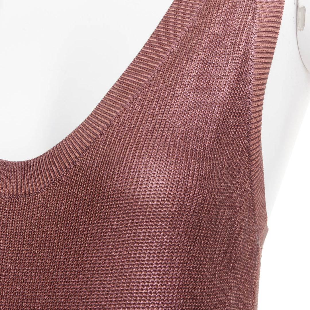 GUCCI metallic copper coated GG logo charm knit mini dress M