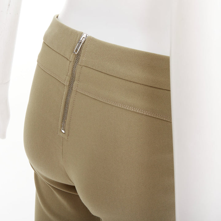 GIVENCHY khaki cotton blend skinny zip back riding pants FR36 S