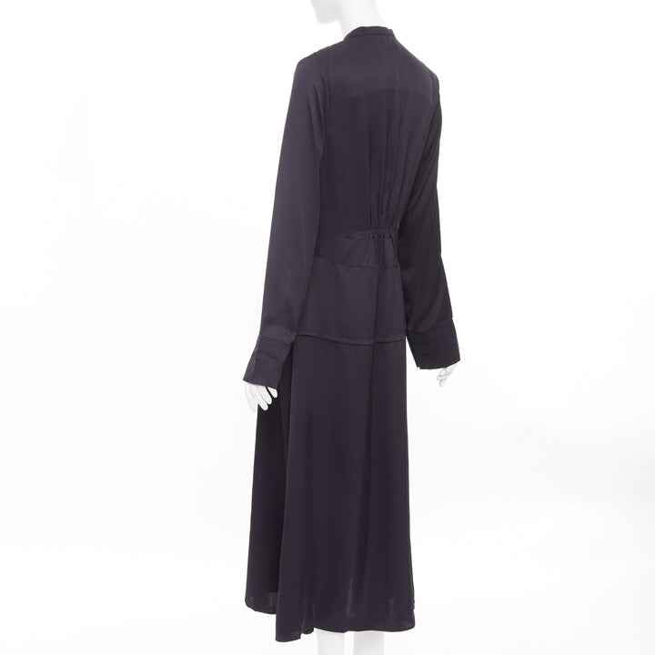 JIL SANDER W Dress 1 Viscose pleated long sleeve button shirt dress FR32 XXS