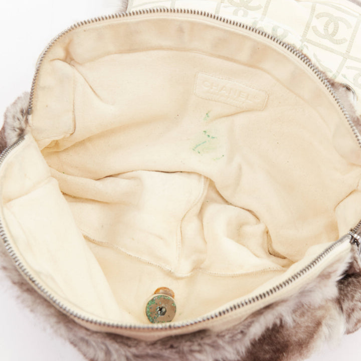 CHANEL 2005 Limited Lapin rabbit fur classic silver CC turnlock shoulder bag