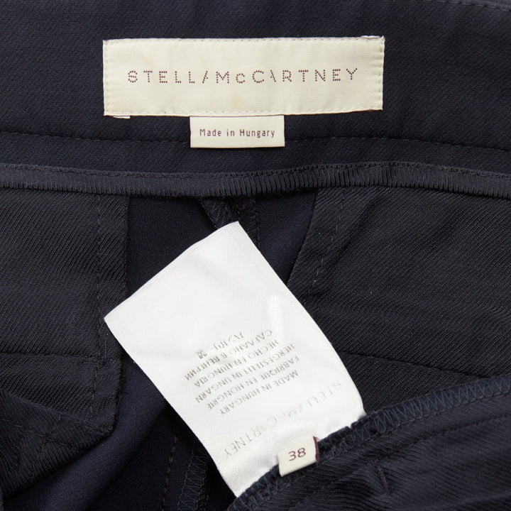 STELLA MCCARTNEY navy cotton blend zip fly tapered cigarette trousers IT 38 XS