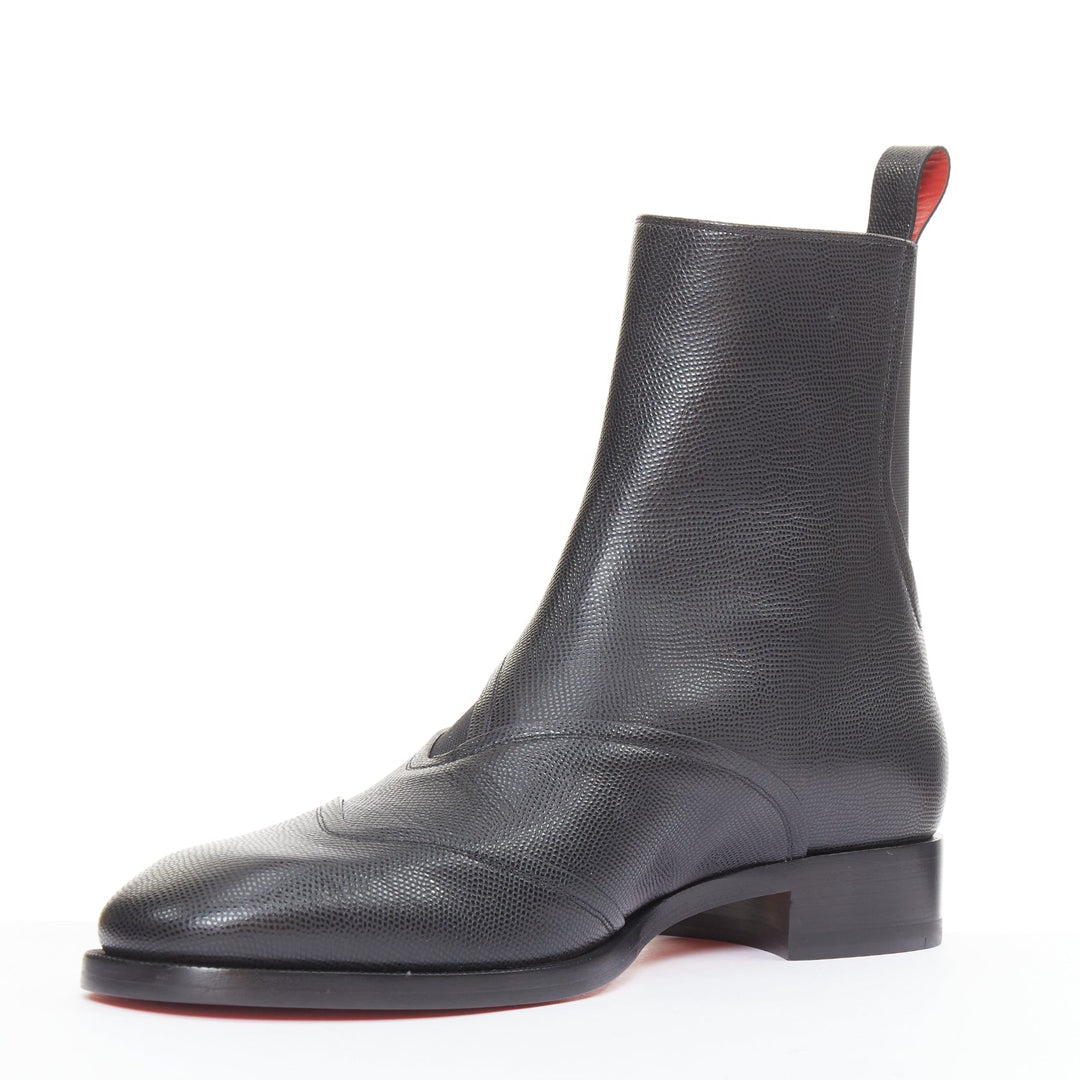 CHRISTIAN LOUBOUTIN Boabi black calf grain leather gusset chelsea boot EU41 US8