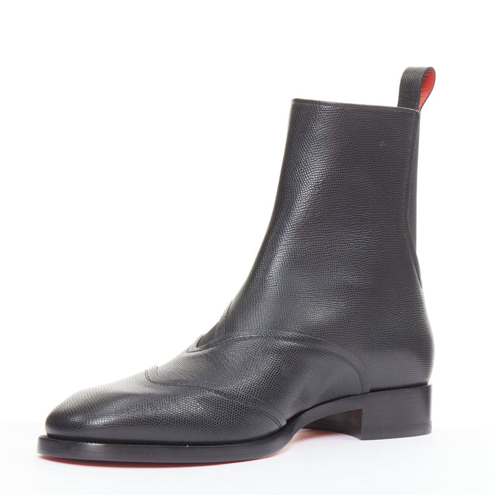 CHRISTIAN LOUBOUTIN Boabi black calf grain leather gusset chelsea boot EU41 US8