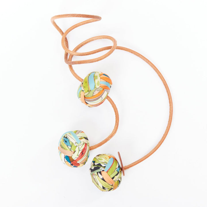 rare HERMES Silk Et Cuir Pompons Bag Charm  silk pompom leather cord bag charm
