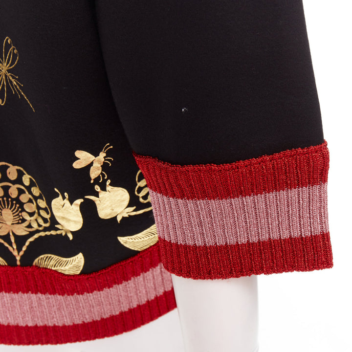 GUCCI black pink metallic foil Laminated Heart Bee applique sweatshirt S
