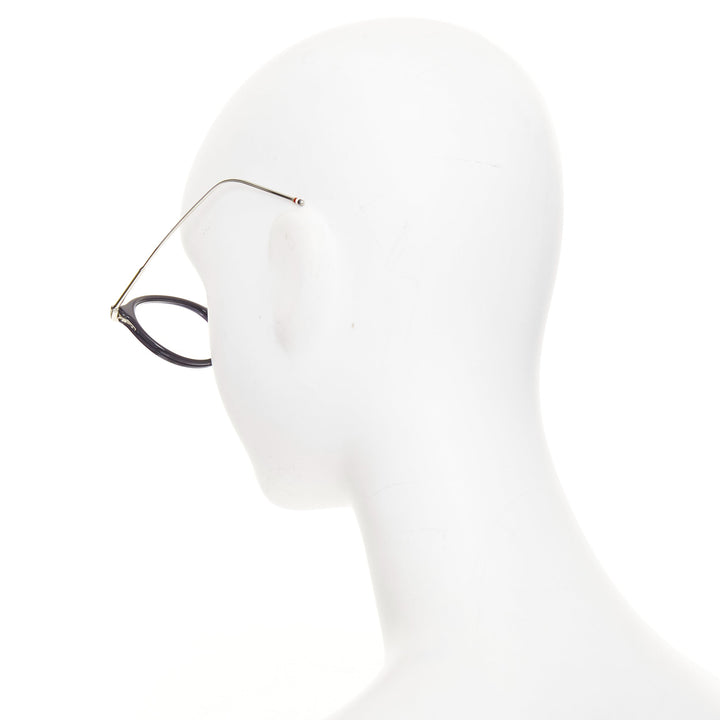 THOM BROWNE TB-011-H-NVY-SL-V-49 navy acetate silver metal optical glasses 49mm