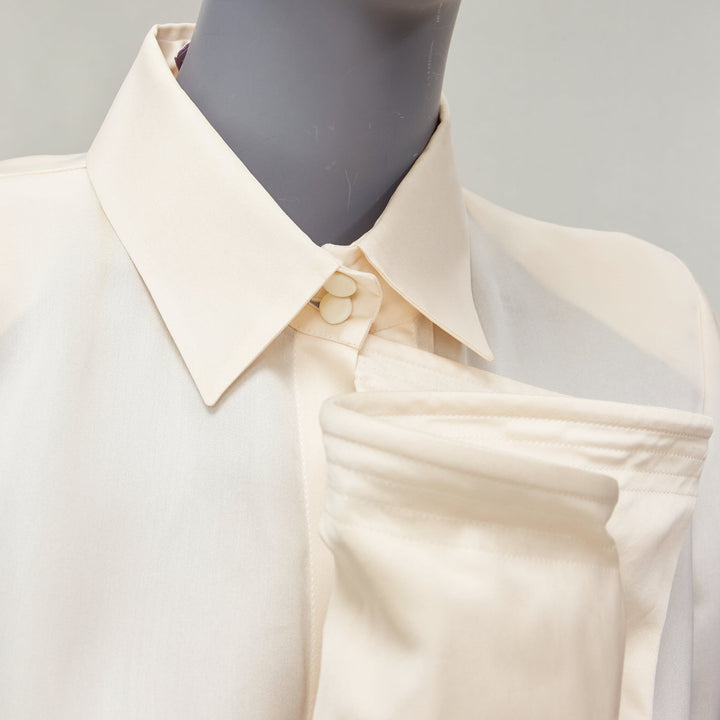 GIANFRANCO FERRE Vintage cream silk XL bow detail power shoulder jacket IT44 L