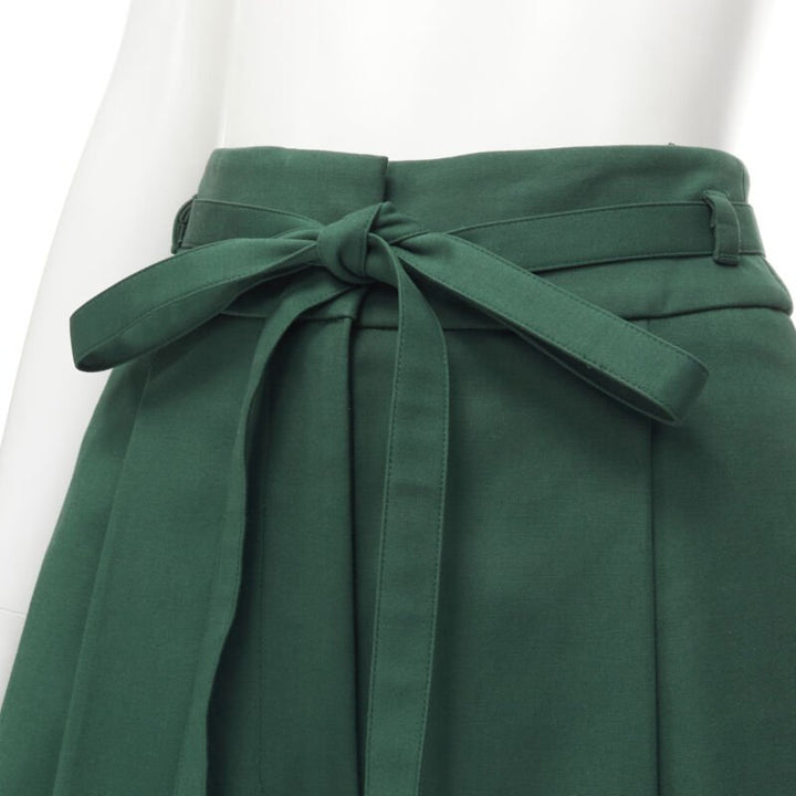 ROCHAS dark green cotton blend flared back vest wide leg pants FR38 S