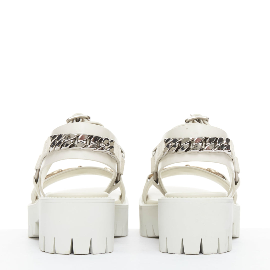 GUCCI Bria mystic white calf horsebit lug sole dad sandals EU37