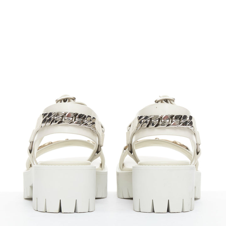 GUCCI Bria mystic white calf horsebit lug sole dad sandals EU37