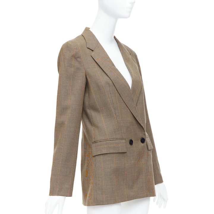 REFORMATION brown eco friendly surplus fabric checkered blazer XS