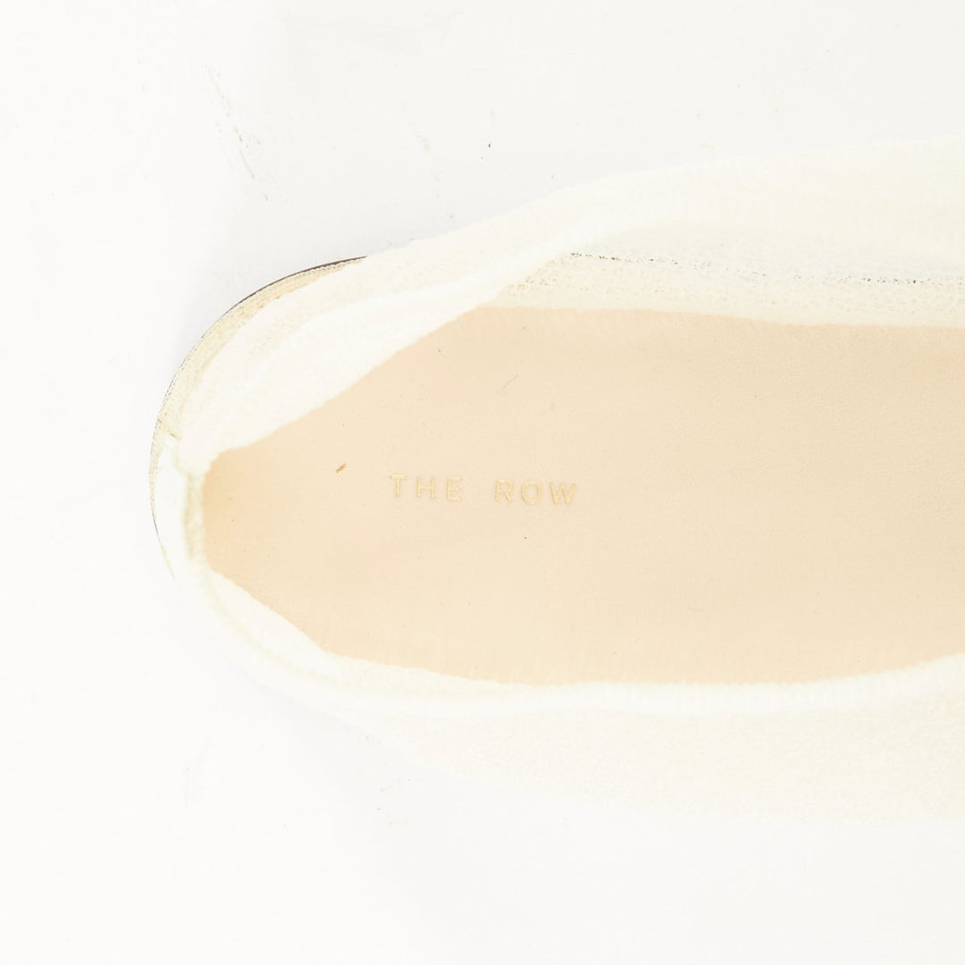 THE ROW Sock Mesh white sheer nylon black leather sole minimal ballet flats EU38