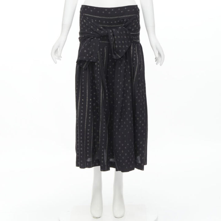 TRICOT COMME DES GARCONS black Ethnic Bohemian floral jacquard flared skirt S