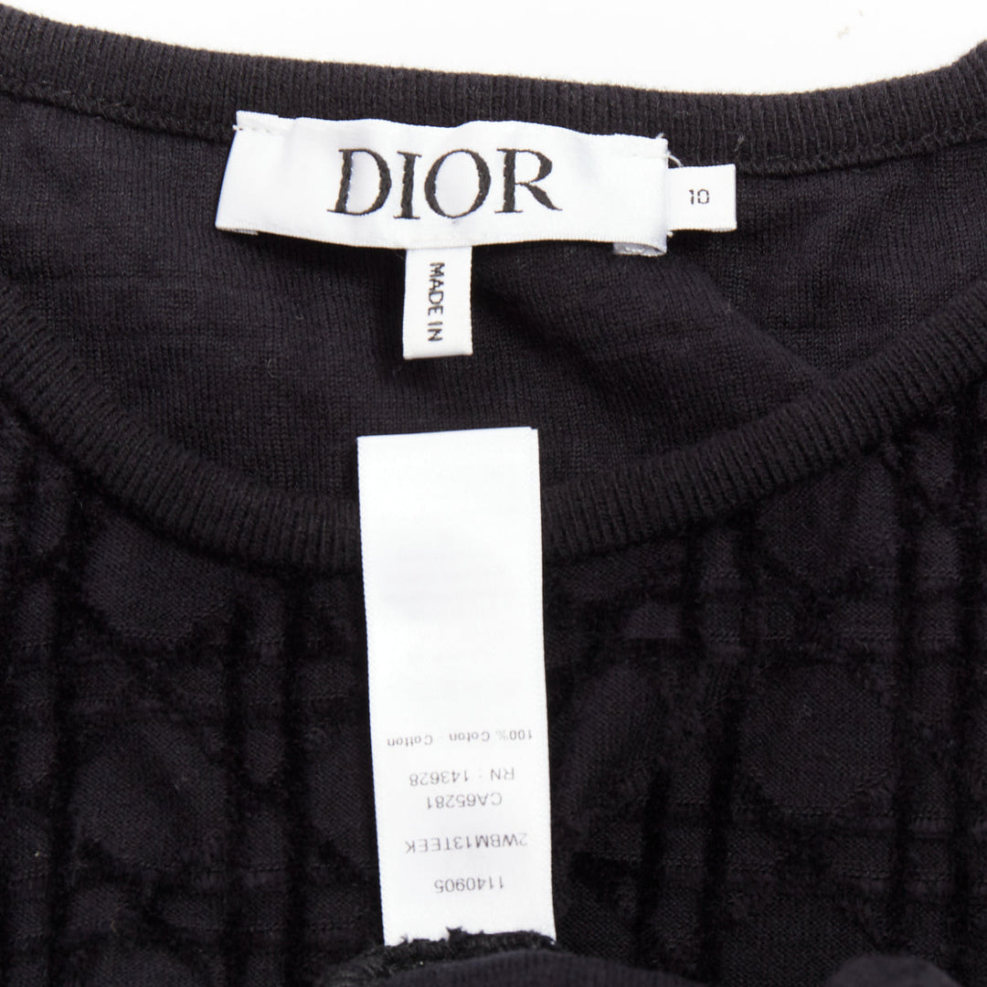 CHRISTIAN DIOR KIDS Diorissimo black cannage velvet cotton crop top 10Yrs XS