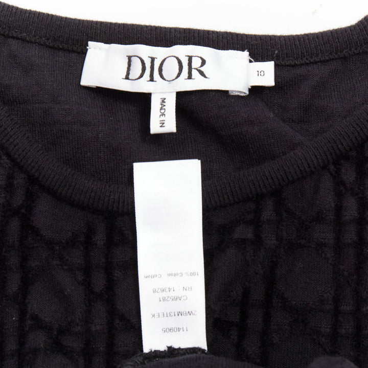 CHRISTIAN DIOR KIDS Diorissimo black cannage velvet cotton crop top 10Yrs XS