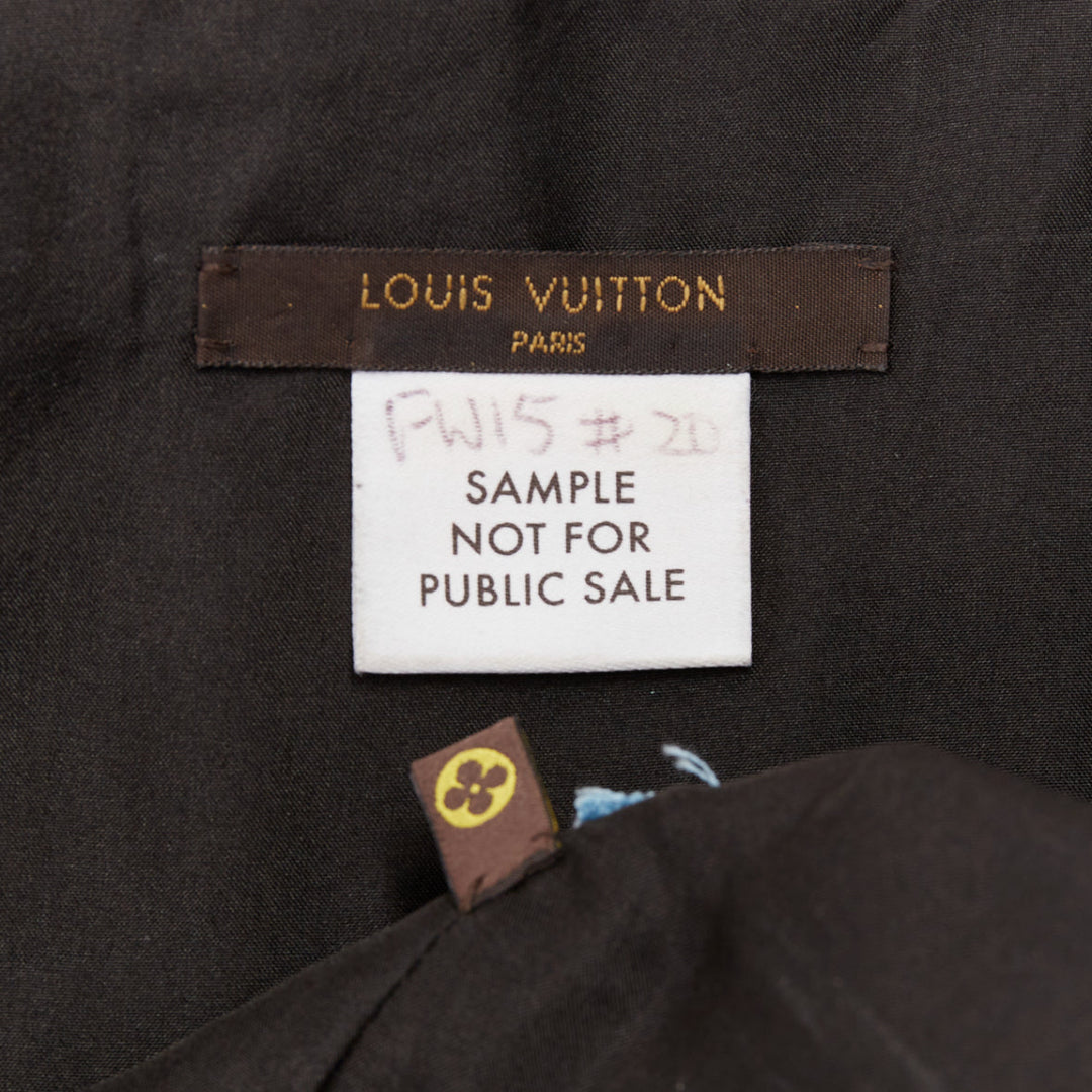 LOUIS VUITTON black leather logo zipper back yoke vest jacket