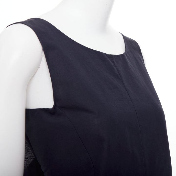 MARNI navy cotton linen blend dipped cowl neck back shift dress IT38 XS