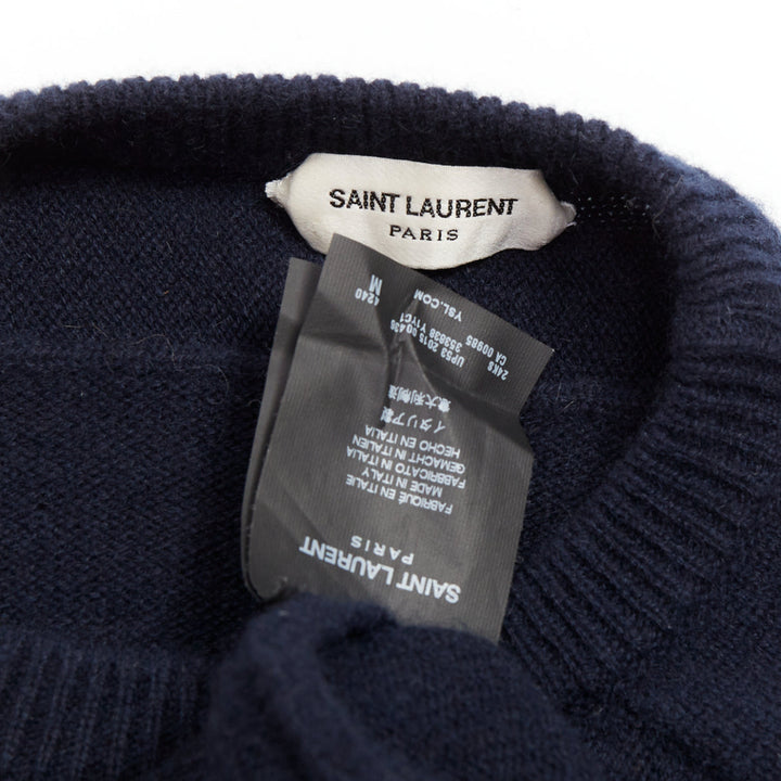 SAINT LAURENT 2015 100% cashmere navy crew neck pullover sweater M