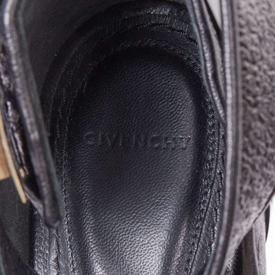 GIVENCHY 2012 Runway Shark Tooth black  gold turnlock stiletto sandals EU40