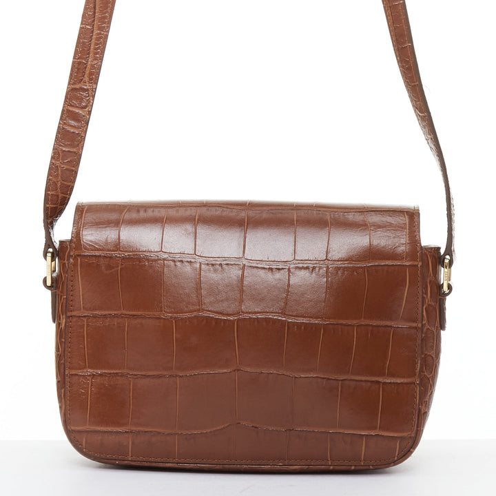 CELINE Medium Tassel brown embossed cow hide leather fringed crossbody bag