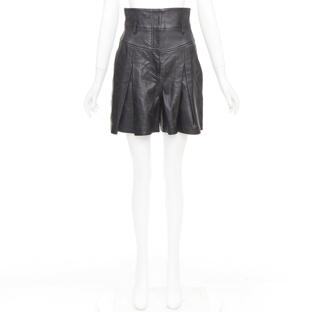 ALBERTA FERRETTI Giacca high waisted black sheep leather culottes IT38 XS