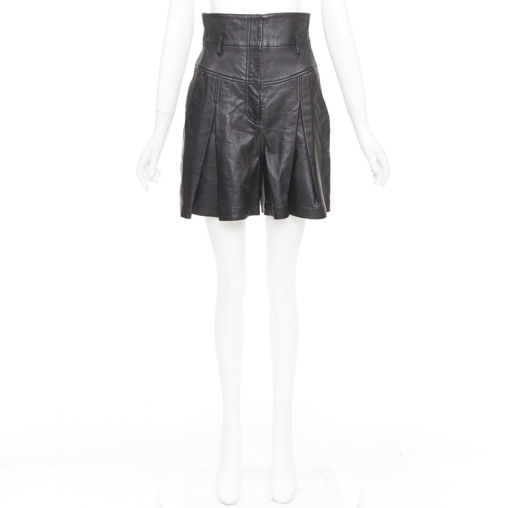 ALBERTA FERRETTI Giacca high waisted black sheep leather culottes IT38 XS