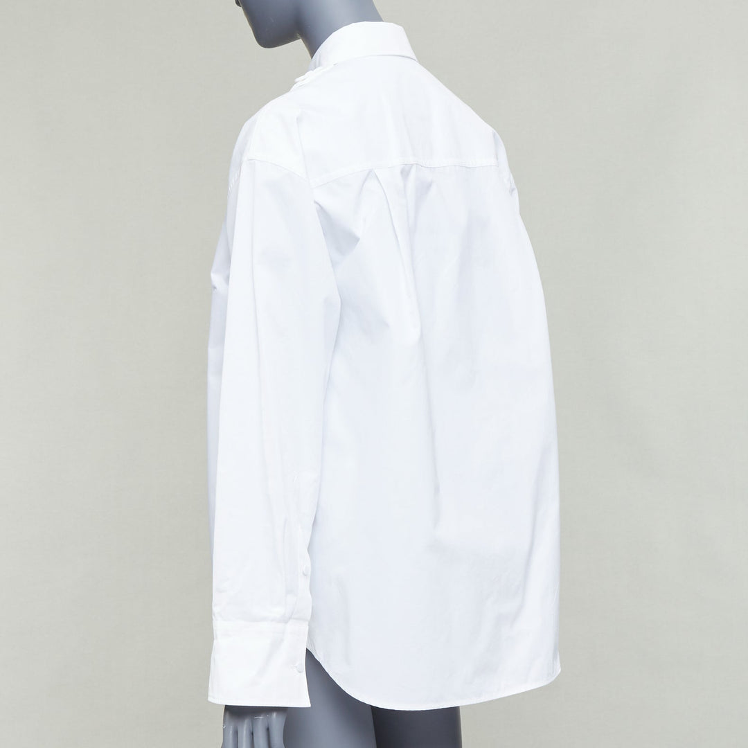 VALENTINO 2023 white floral 3D applique cut out bib dress shirt IT36 XXS