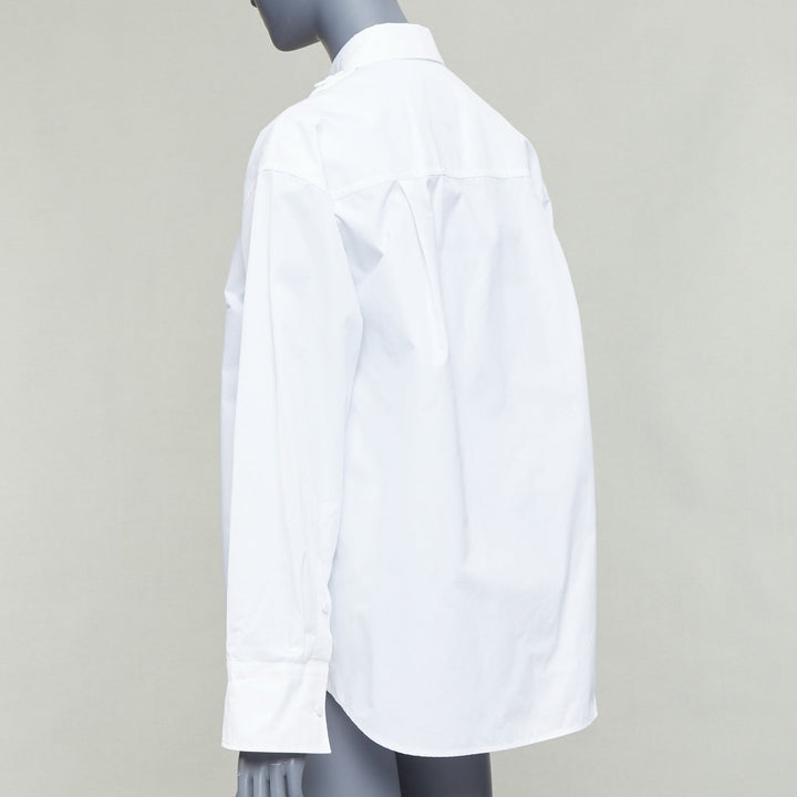 VALENTINO 2023 white floral 3D applique cut out bib dress shirt IT36 XXS
