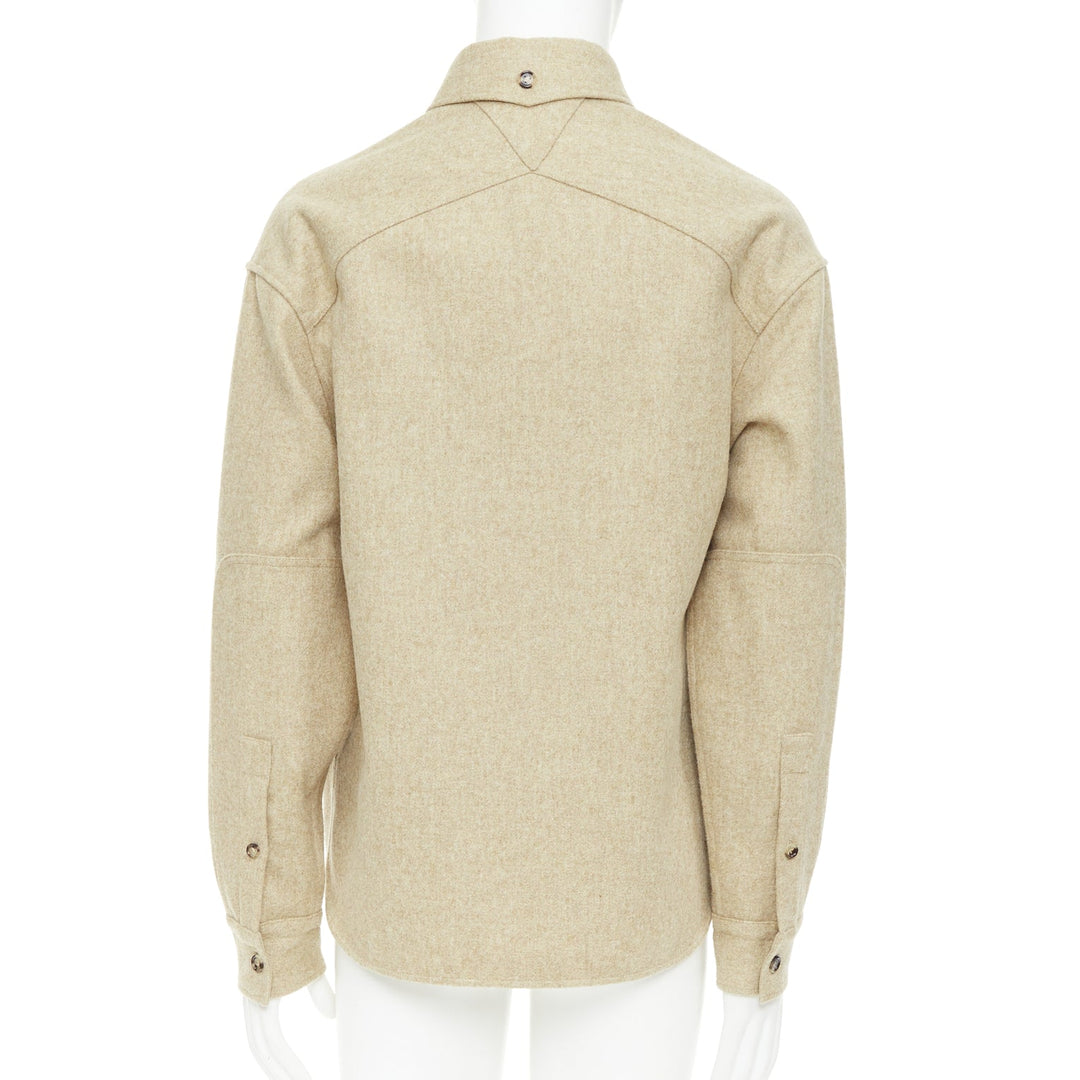BOTTEGA VENETA 2020 beige double faced wool felt angular pocket overshirt EU38 S