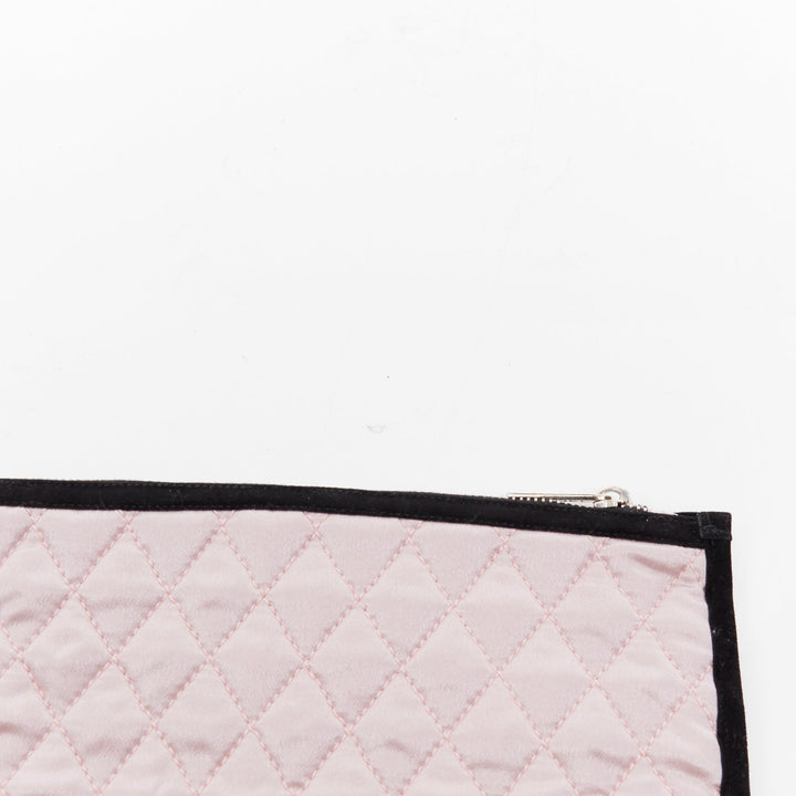 rare CHANEL pink 100% silk CC tear eyelash embroidery sleeping mask pouch set
