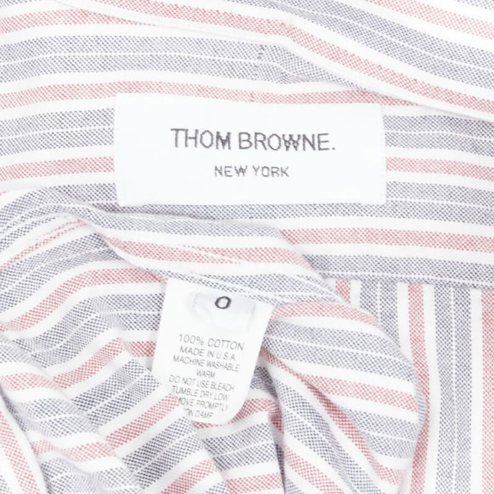 THOM BROWNE 2009 Signature grey red stripe cotton slim fit shirt US0