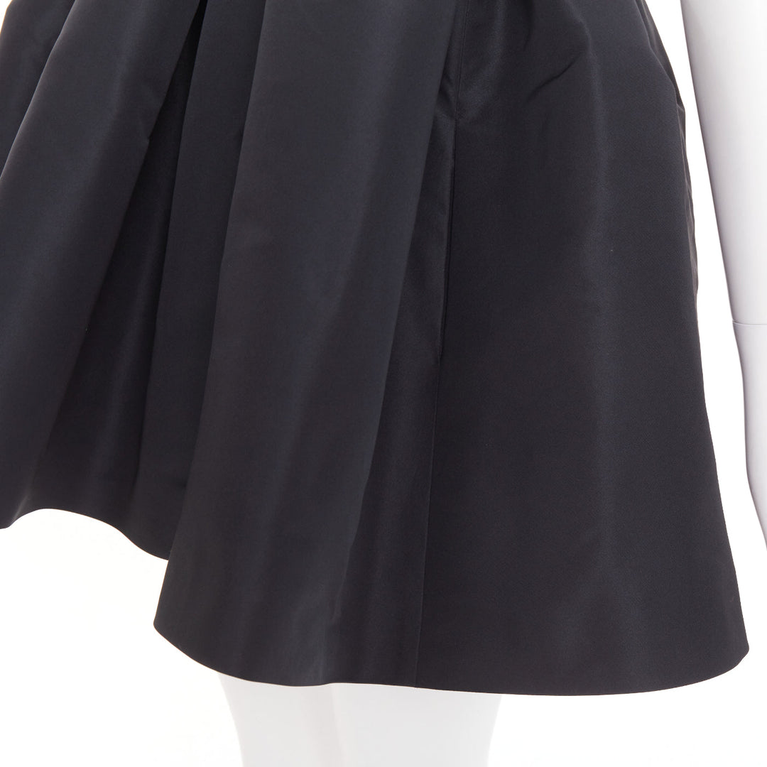 ALEXANDRE VAUTHIER black crystal strass bust flared taffeta babydoll dress