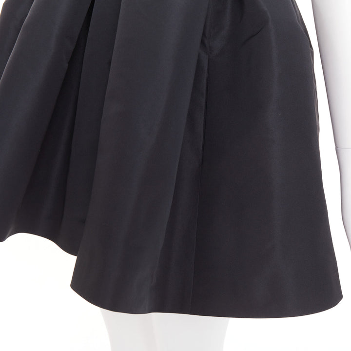 ALEXANDRE VAUTHIER black crystal strass bust flared taffeta babydoll dress