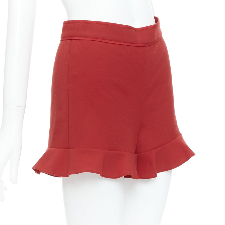 RED VALENTINO red ruffle hem high waisted shorts IT38 XS