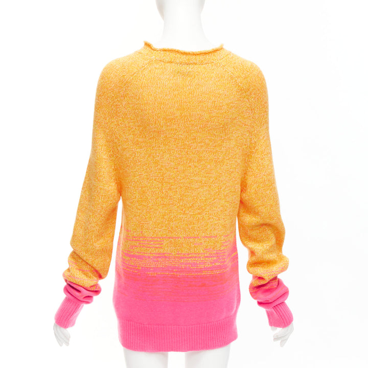 HERMES Vintage 100% cashmere orange pink degrade loose neck sweater M