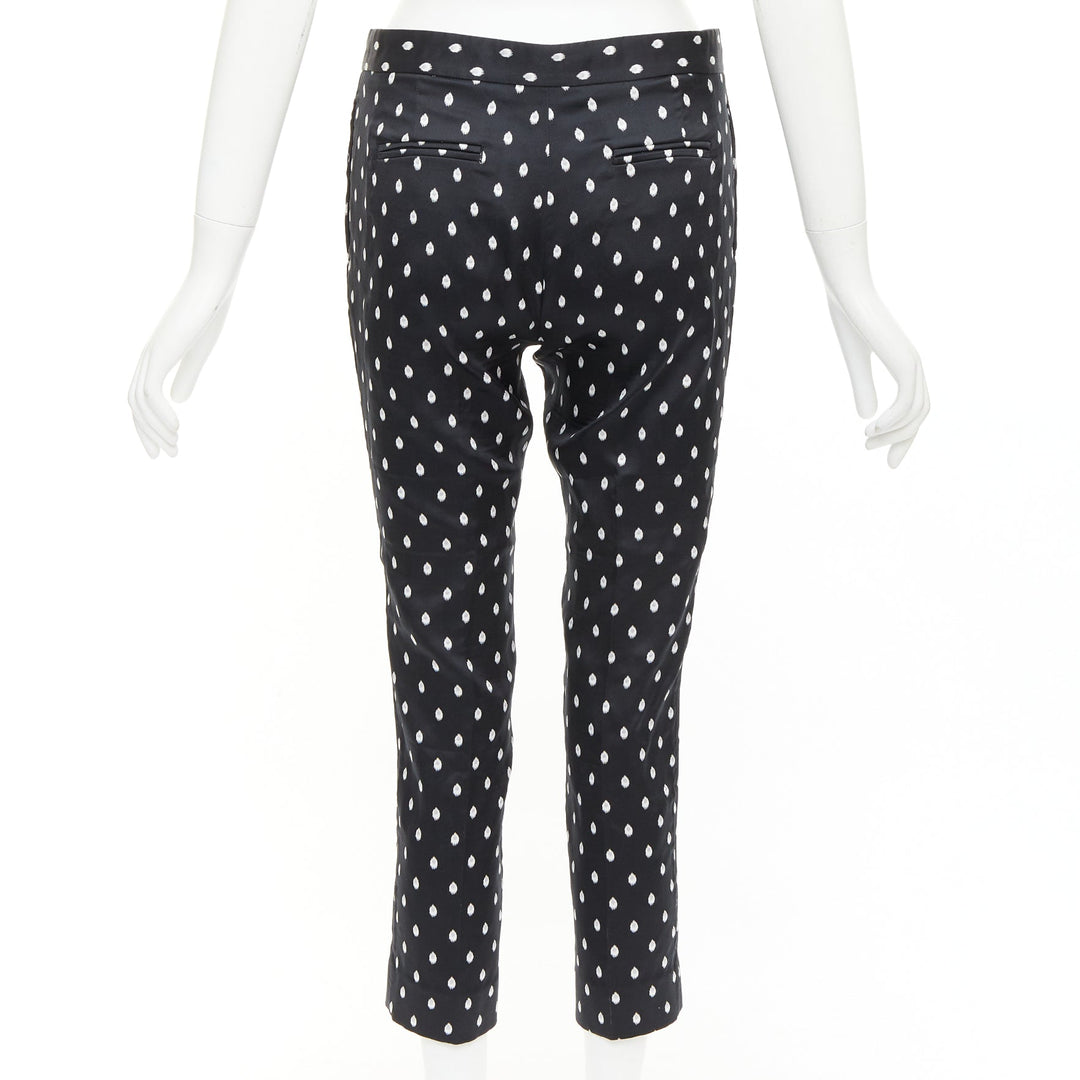 GIAMBATTISTA VALLI black white dot brocade tapered crop pants IT40 XS