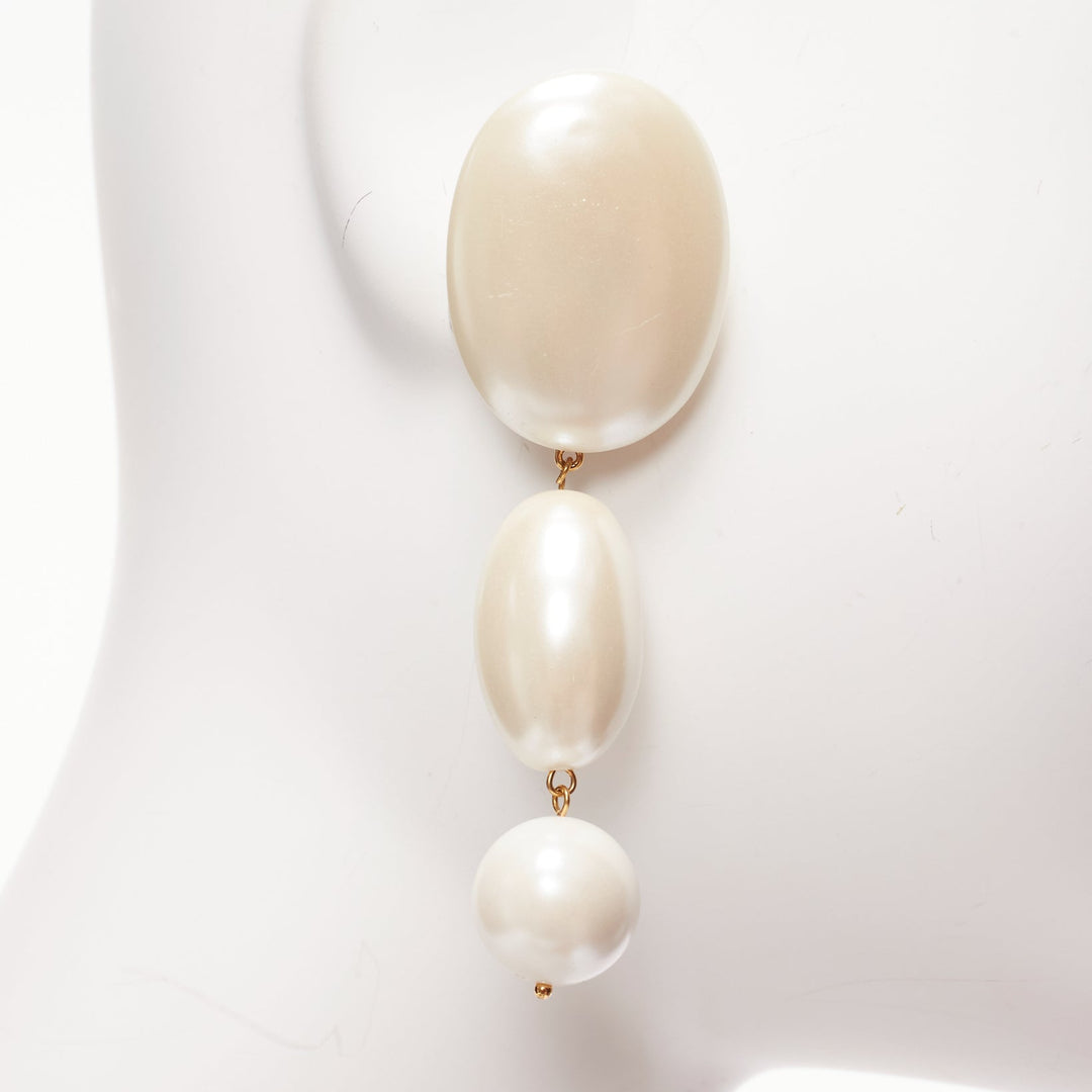LELE SADOUGHI cream big geometric faux pearls drop pin earrings