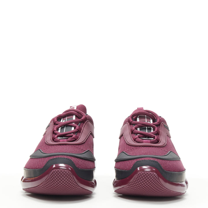 PRADA 2018 Cloudbust burgundy red rubber logo low top sneaker UK7 US8 EU41