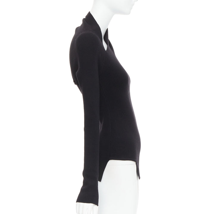MONSE black extrafine merino wool cut out cold shoulder sweater XS