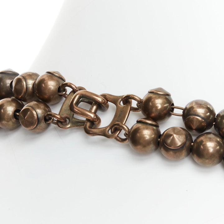 TOMAS MAIER bronze antique finish round ball double strand statement necklace