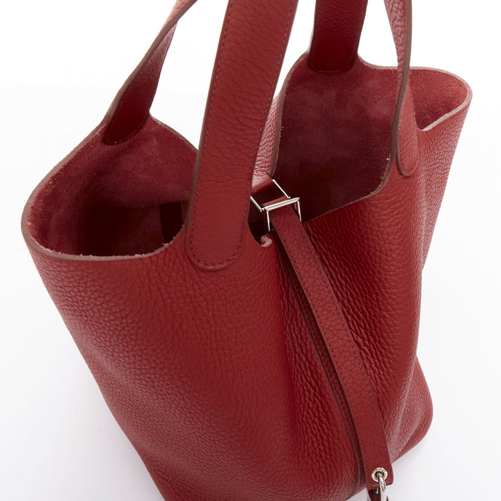 HERMES Picotin Lock 22 red clemance palladium hardware tote bag