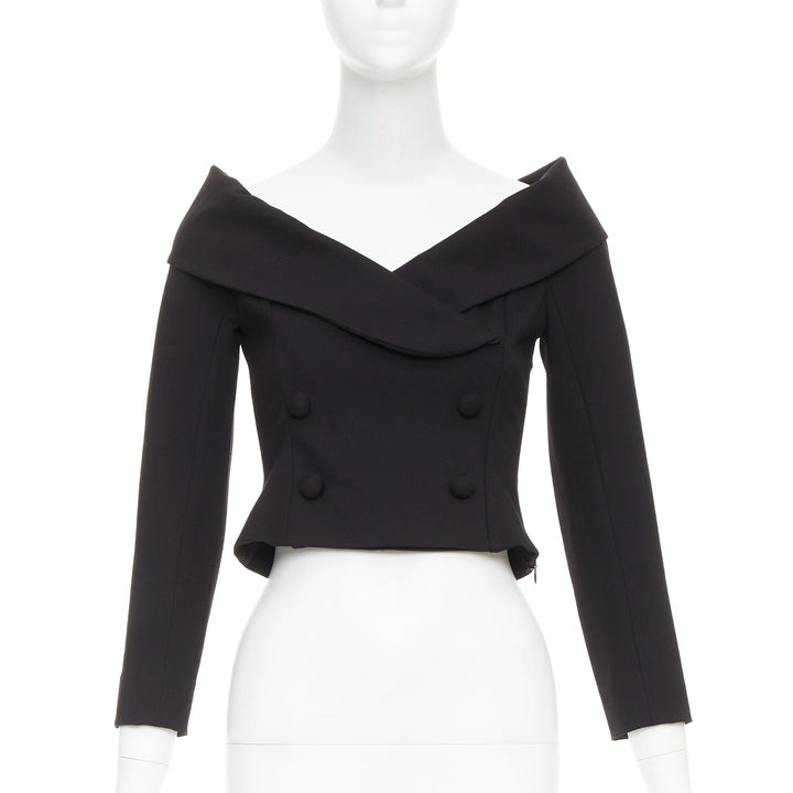 DORATHEE SCHUMACHER Emotional Essense black crop off shoulder cropped top US1 XS