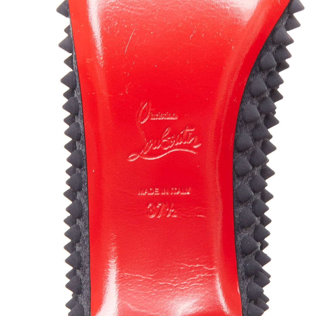 CHRISTIAN LOUBOUTIN Pigalle Spikes Flat grey flannel studded ballerina EU37.5