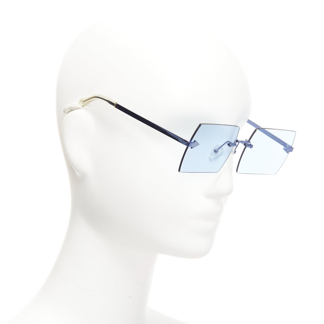 KAREN WALKER The Bird blue arrow side handmade tint square square sunglasses