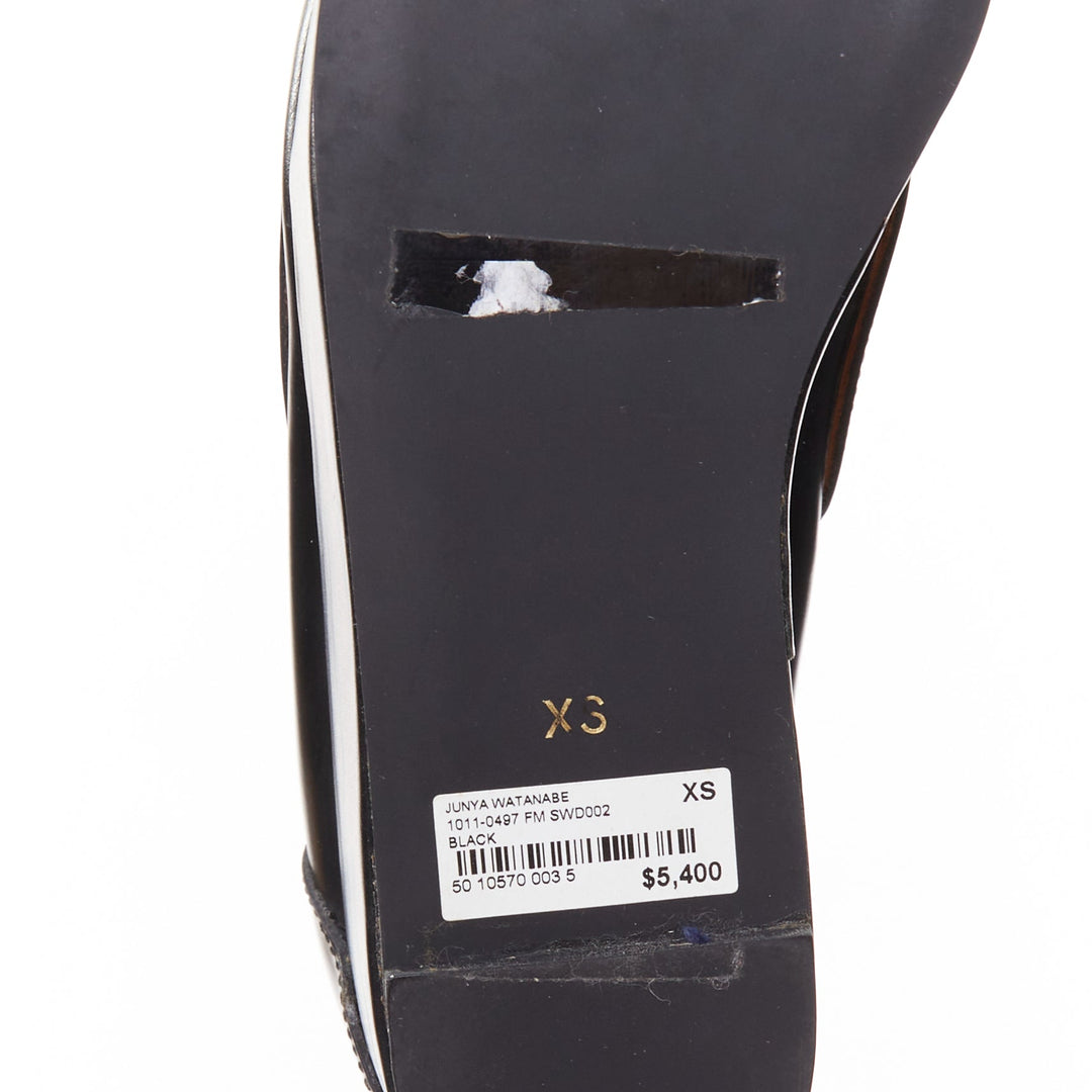 JUNYA WATANABE black leather circle embellished platorm brogue shoes XS
