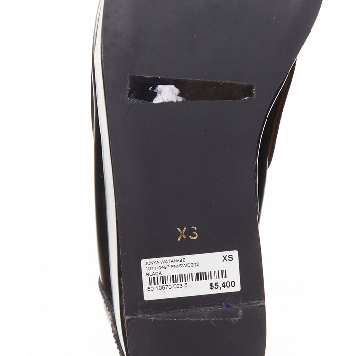JUNYA WATANABE black leather circle embellished platorm brogue shoes XS