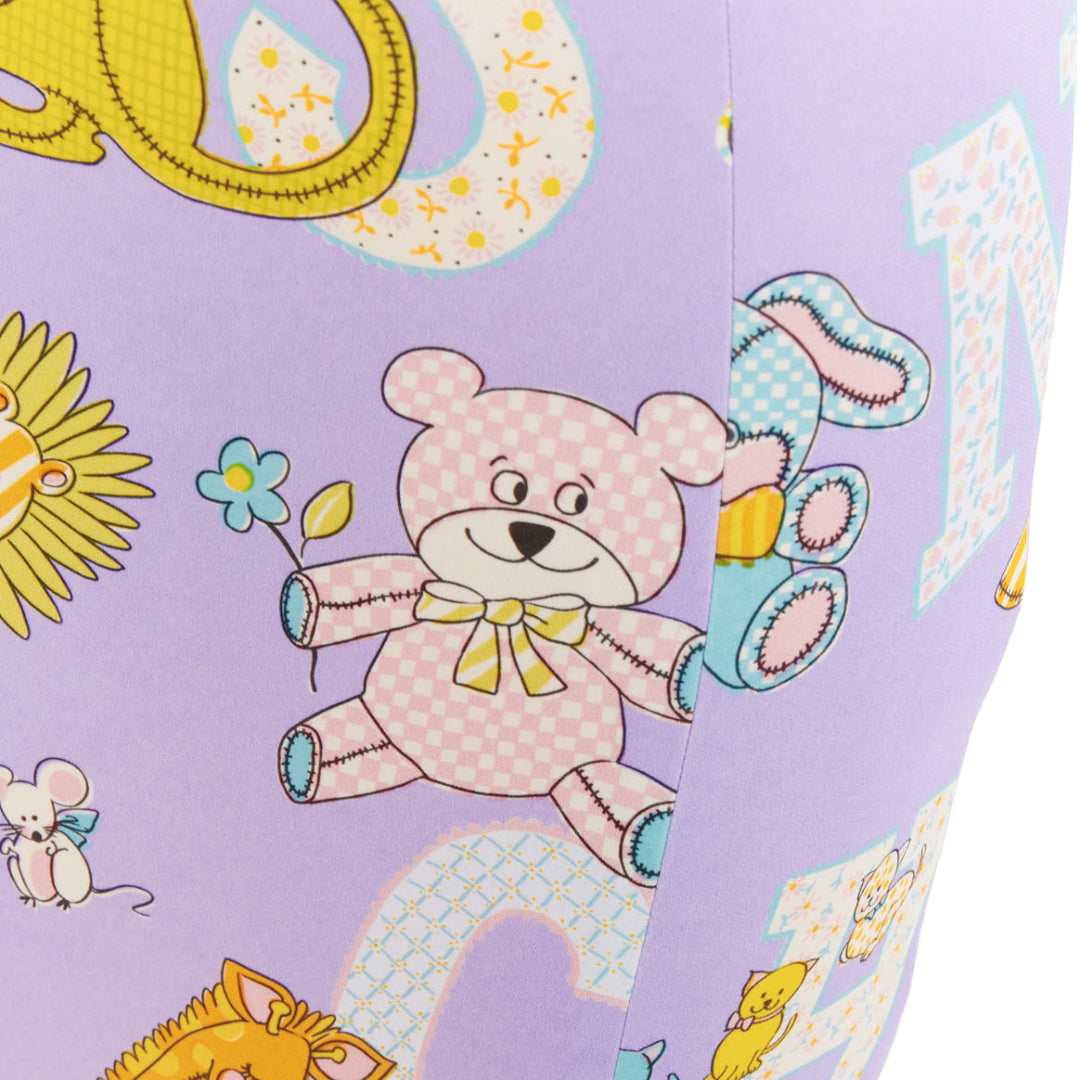 MOSCHINO COUTURE! 2022 Runway Calico Animals purple scallop mini skirt IT42 M