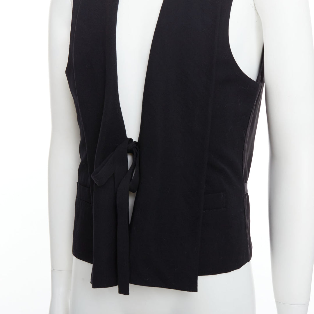 Male mannequin wearing Yohji Yamamoto Black Wool Men Vest in Size  M | Available at JHROP