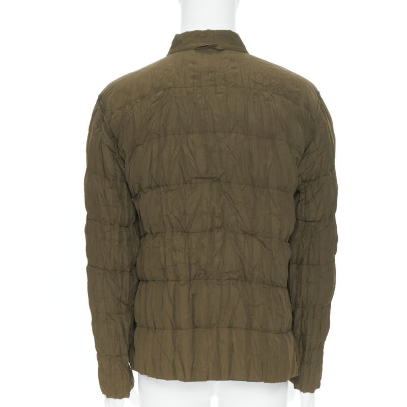 ISSEY MIYAKE MEN Reversible green black pleated crinkled padded zip up jacket L
