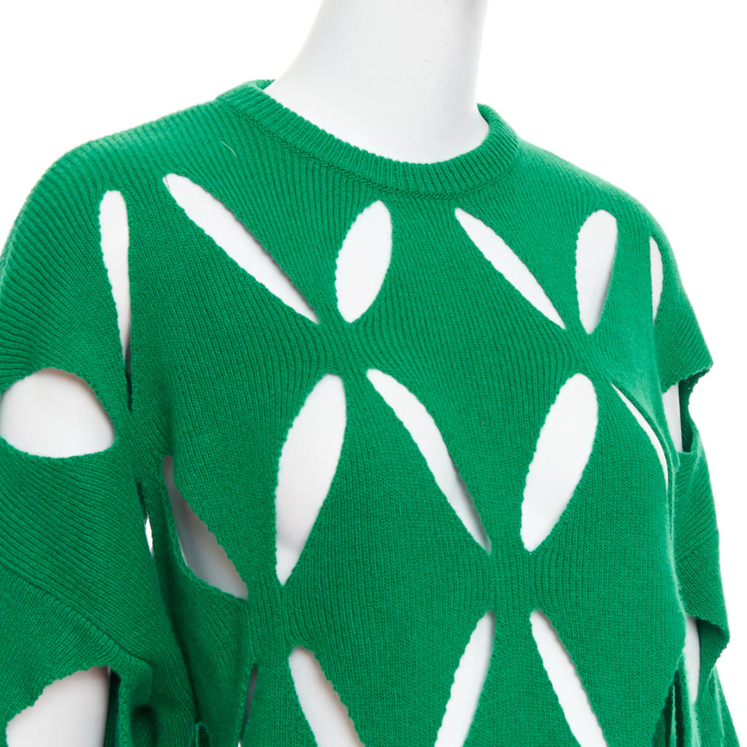 VALENTINO 2022 Pier Paolo Piccioli green virgin wool cut out sweater XXS